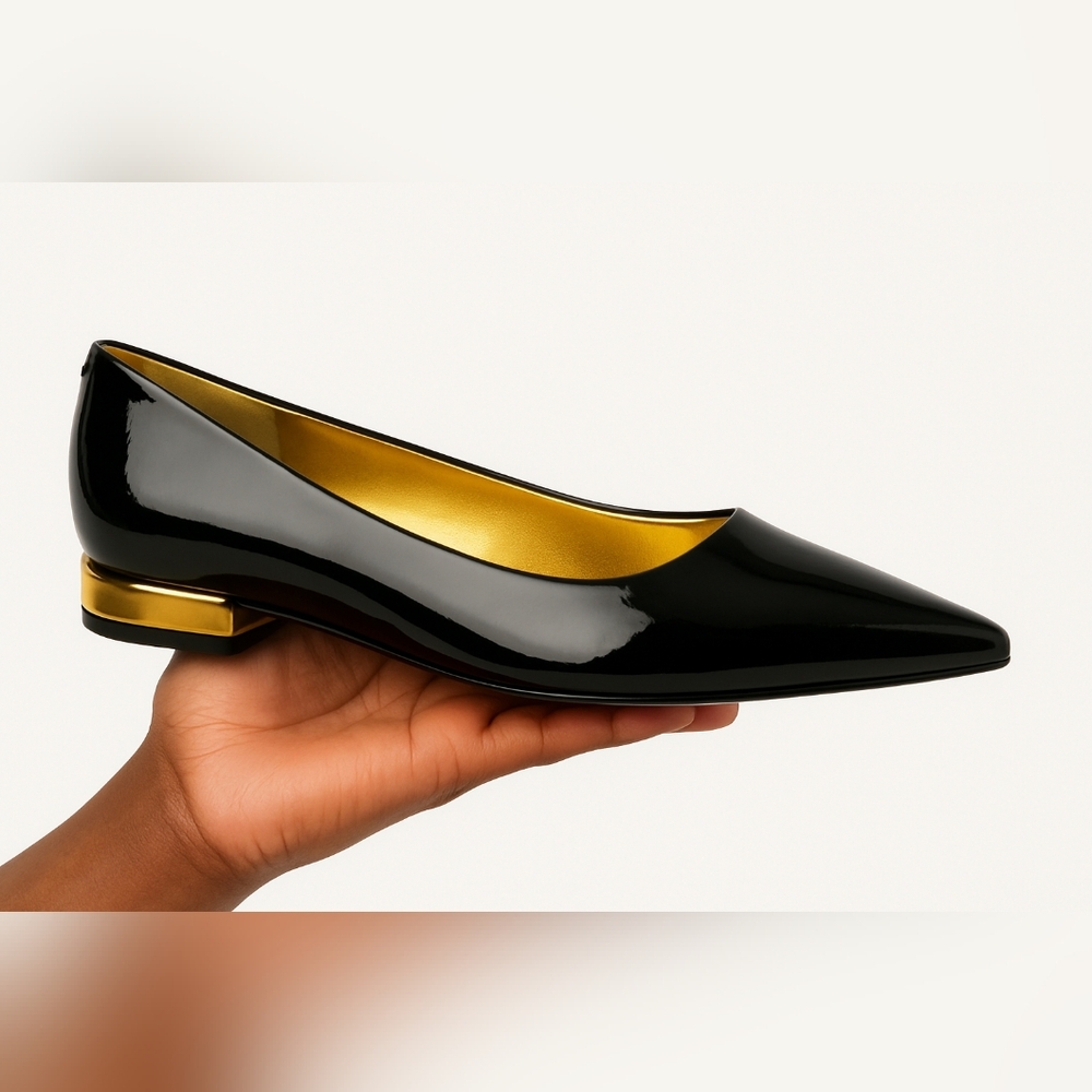 Donna Karan Black and Gold Flats